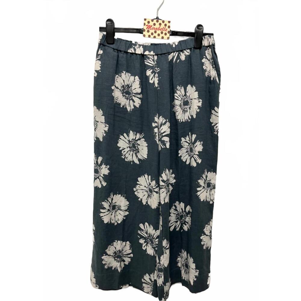 NEW ROSSO35 women's linen drawstring pants in anthracite & off-white